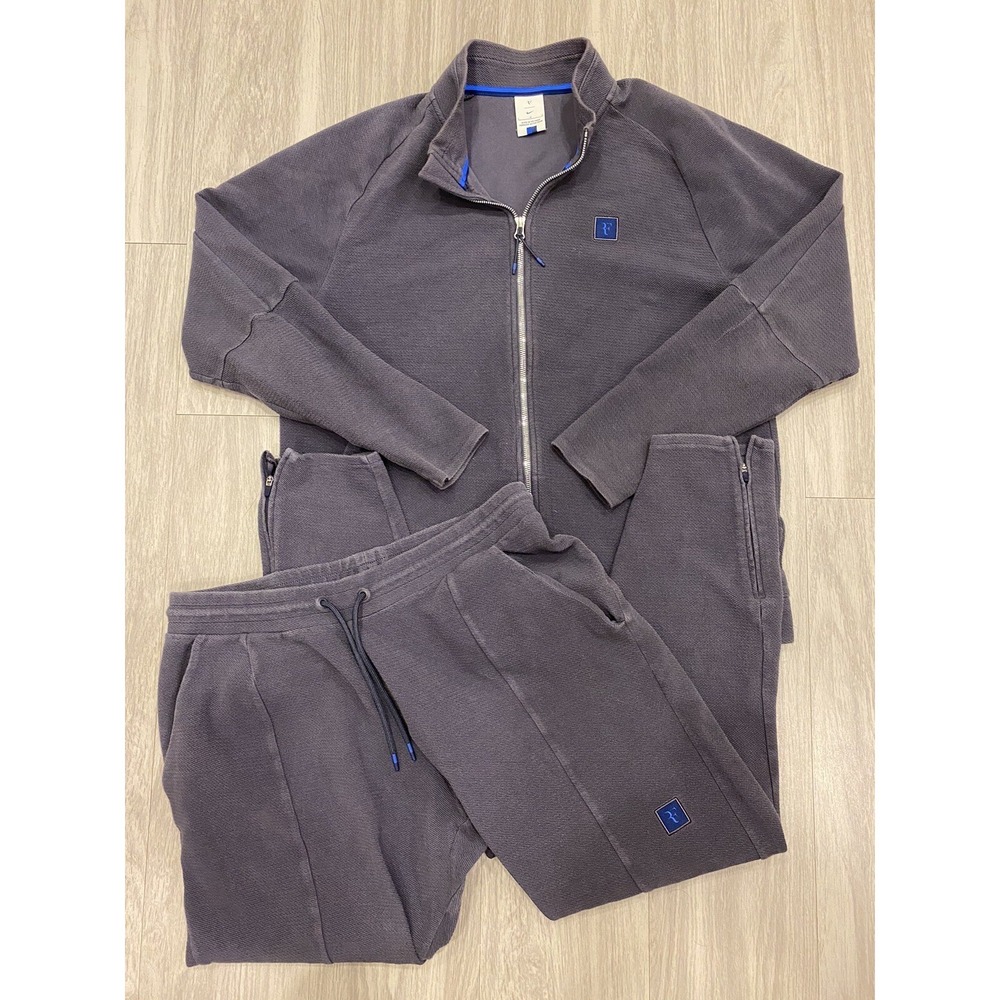 Nike Roger Federer Warm Up Set (Mens L) Large RF Tennis Sweat Jacket Pants